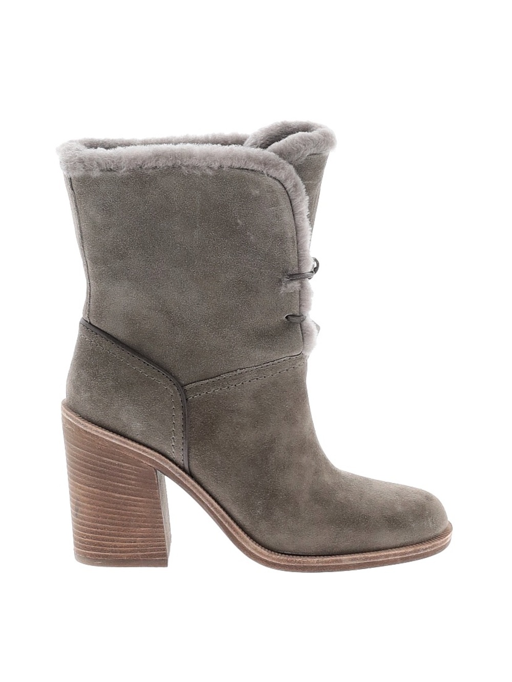 UGG Australia Jerene Suede Shearling Boots MOUSE Grey Gray 6.5 leather wool